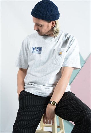 VINTAGE CARHARTT WORKWEAR T-SHIRT IN GREY WITH LOGO