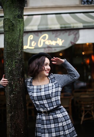 CHECK GREY PREPPY DRESS