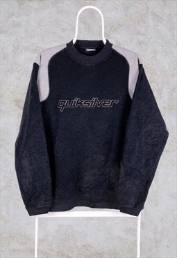 Vintage Quiksilver Fleece Sweatshirt Spell Out Black Small