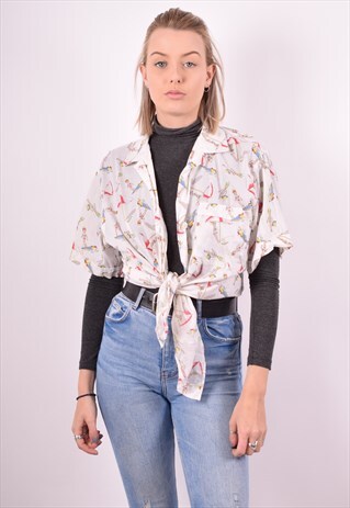 WOMENS VINTAGE SHIRT LARGE WHITE 90S