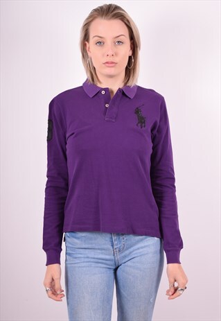RALPH LAUREN WOMENS VINTAGE POLO SHIRT LONG SLEEVE MEDIUM