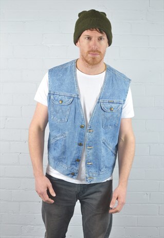 VINTAGE WRANGLER LIGHT BLUE DENIM WAISTCOAT