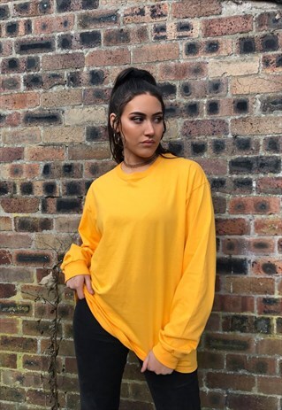 YELLOW UNISEX OVERSIZED LONG SLEEVE TEE GOLD SWEATSHIRT