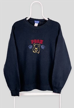 Vintage Disney Black Sweatshirt Winnie Pooh Embroidered M