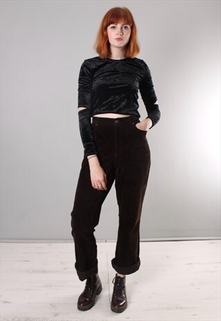 VINTAGE 90S RALPH LAUREN BROWN FLARED CORD TROUSERS