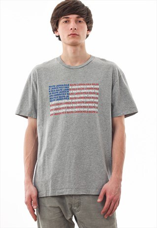 VINTAGE POLO SPORT RALPH LAUREN USA TEE 90S GREY