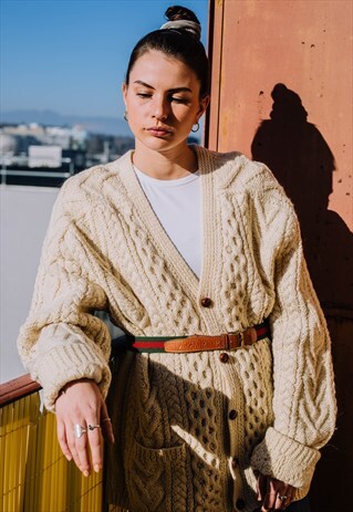 UNISEX VINTAGE HANDKNIT PURE WOOL CARDIGAN