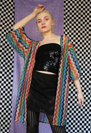 CROTCHET FESTIVAL KIMONO IN RAINBOW