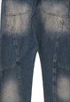 UTILITY JEANS DISTRESSED GRUNGE ACID WASH DENIM PANTS BLUE
