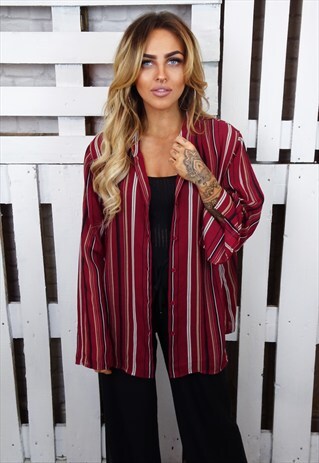 SHEER STRIPED OVERSIZED 90'S BLOUSE