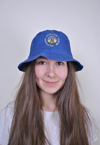 80S WORKER BUCKET HAT, VINTAGE BLUE HIP HOP SUN HAT