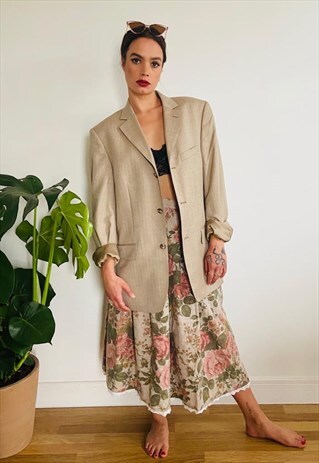 OVERSIZED CAMEL CHECKED BLAZER