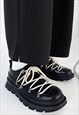 Lace up shoes fancy speed hooks boots in black