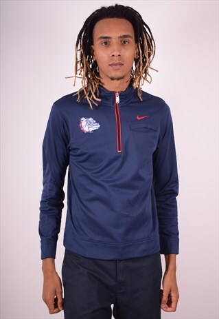 NIKE MENS VINTAGE PULLOVER TRACKSUIT TOP SMALL BLUE 90S