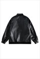 FAUX LEATHER JACKET EXTREME ZIP PU BOMBER GRUNGE COAT BLACK