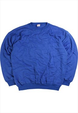 Vintage  World Sweatshirt Plain Heavyweight Crewneck Blue