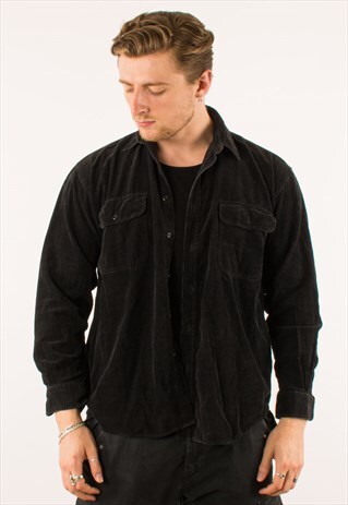 VINTAGE BLACK CORDUROY SHIRT