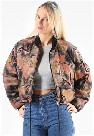 AZTEC PATTERN BOMBER JACKET
