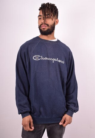 CHAMPION MENS VINTAGE SWEATSHIRT JUMPER XL NAVY BLUE 90S
