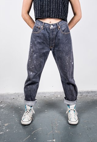 VINTAGE LEVI'S 501 BLUE PAINT MOM JEANS
