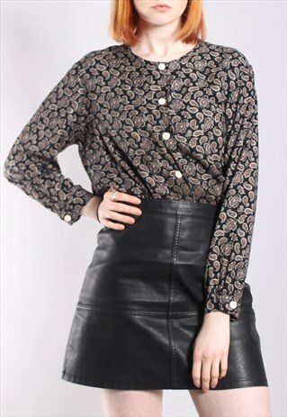 VINTAGE 80S PAISLEY PRINT ROUND NECK BLOUSE