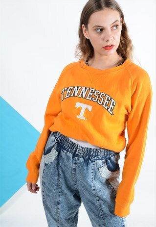VINTAGE US SWEATSHIRT WITH EMBROIDERED DESIGN IN YELLOW
