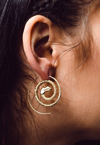 ODIANA SNAKE HOOP EARRINGS GOLD