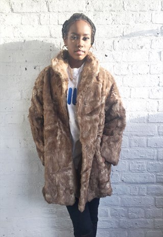 FAUX FUR COAT (1990'S/BROWN GOLD)