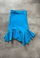 Vintage Y2K 00s ruffle midi skirt in blue