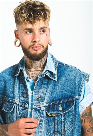 VINTAGE 80S LEE DENIM GILET JACKET / S6074