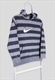 VINTAGE NIKE STRIPED HOODIE CENTRE SWOOSH EMBROIDERED SMALL
