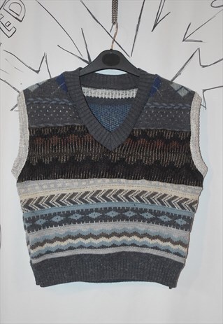 RECONSTRUCTED CROPPED VINTAGE JUMPER SWEATER VEST