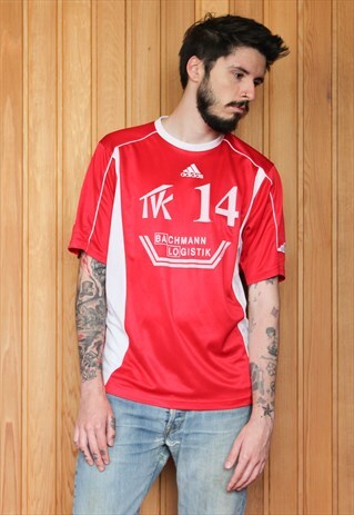 VINTAGE 1990S RED ADIDAS FOOTBALL SHIRT
