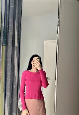 Zara pink fuchsia backless ribbed knit top