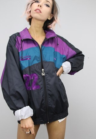 VINTAGE 80S 90S OVERSIZED PUMA SHELL SUIT FESTIVAL JACKET