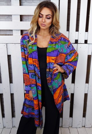 SUPER FUNKY ABSTRACT PRINT OVERSIZED KIMONO JACKET