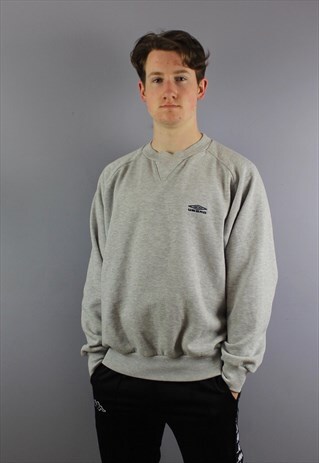 VINTAGE UMBRO SWEATSHIRT IN GREY WITH EMBROIDERED LOGO. SIZE