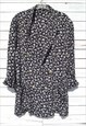 VINTAGE BLACK/WHITE FLORAL PRINTED LAYERED BLAZER/JACKET