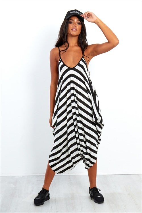 black and white striped romper