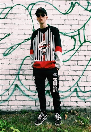 RARE VINTAGE 90S COLOUR BLOCK STRIPED SWEATSHIRT