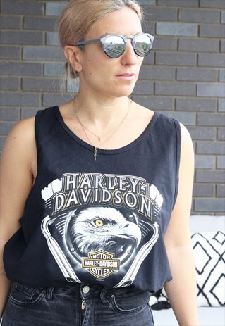VINTAGE Y2K HARLEY DAVIDSON BLACK DALLAS OVERSIZED VEST