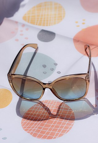 Beige Oversize Pointed Cat Eye Sunglasses