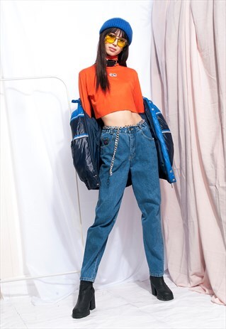 VINTAGE JEANS 90S HIGH-WAISTED SLIM FIT DENIM TROUSERS