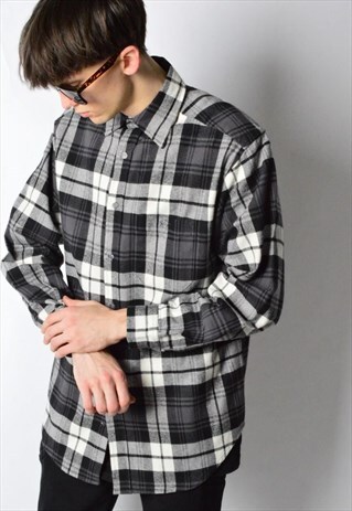 VINTAGE 90S GREY CHECK LONG SLEEVE SHIRT