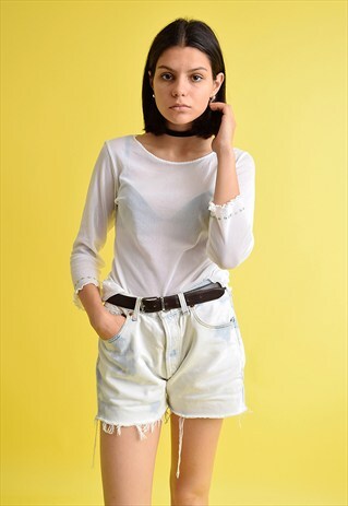 90'S RETRO KITSCH BOHO SHEER MESH BLOUSE TOP