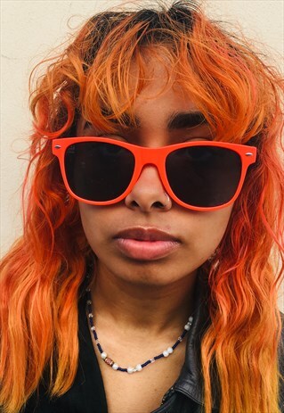 VINTAGE ORANGE NEON WAYFARER SUNGLASSES