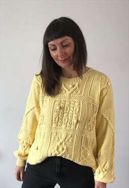 Vintage 90s Yellow Cable Knit 