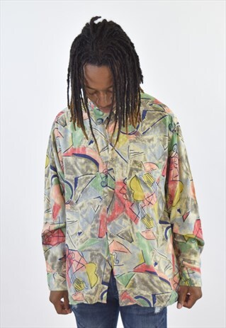 VINTAGE MULTI COLOUR 90S PATTERN LONG SLEEVE SHIRT