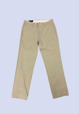 Cream Beige Cotton Relaxed Fit Casual Chino Trousers