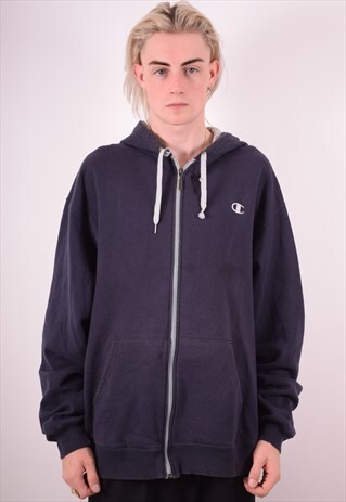 CHAMPION MENS VINTAGE HOODIE JACKET XL NAVY BLUE 90S